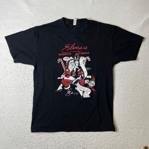 Elvira Haunted Holidays T Shirt Mens Medium Black Christmas Horror Graphic Tee